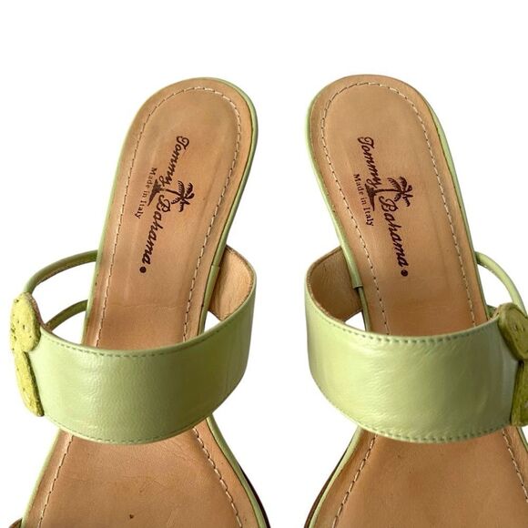 Tommy Bahama Green Kitten Heels Sandals Made in Italy in Size 9M - Picture 6 of 9
